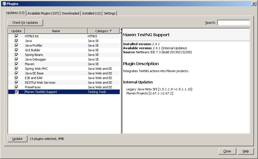 Netbeans 7.3 Check For Update