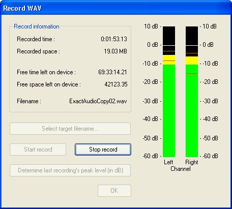 Exact Audio Copy Record